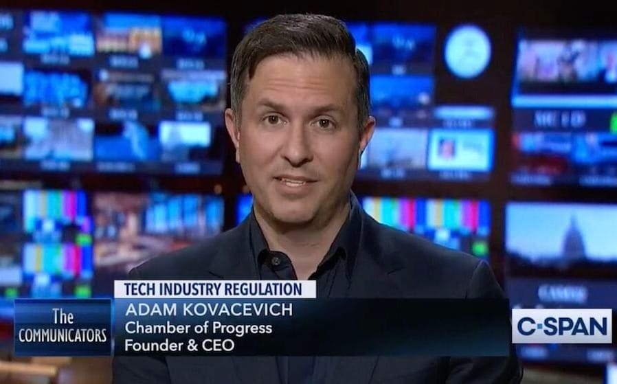 Adam Kovacevich, founder and CEO of left-leaning tech policy think tank the Chamber of Progress, speaks to CSPAN.