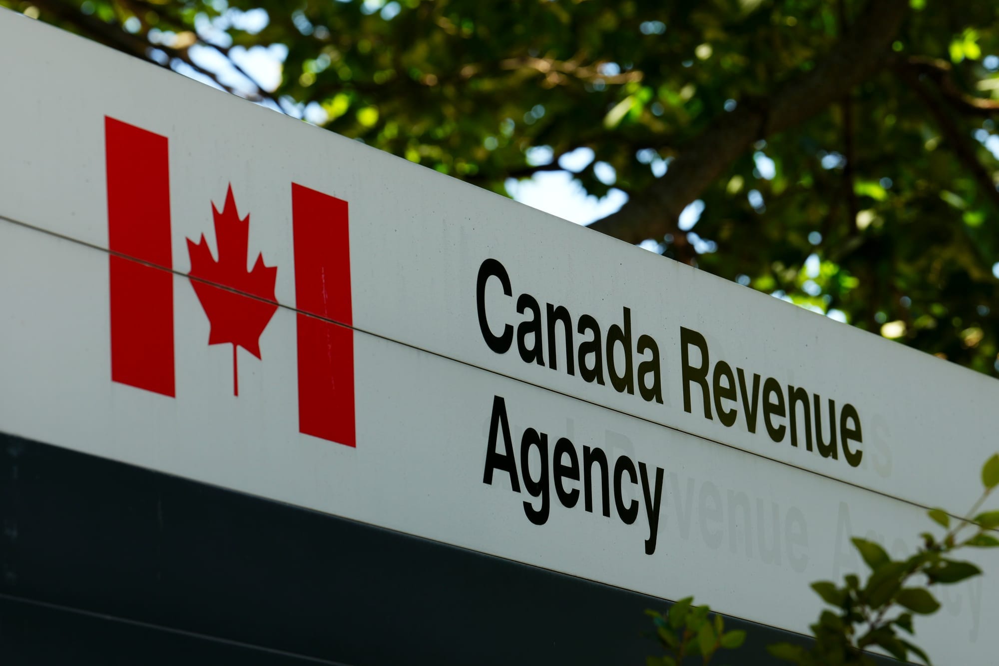 A sign for the Canada Revenue Agency national headquarters in Ottawa.